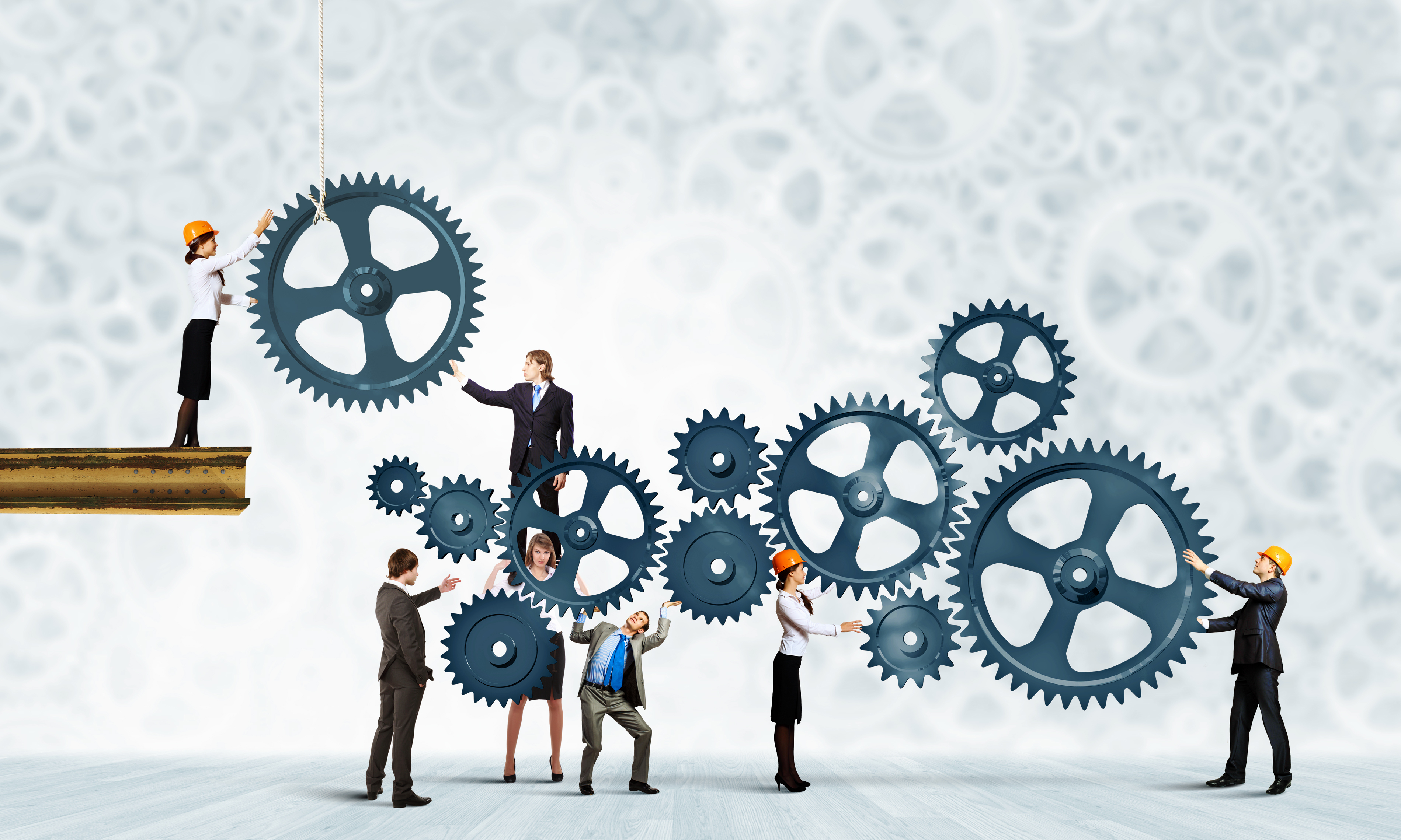 Conceptual image of businessteam working cohesively.